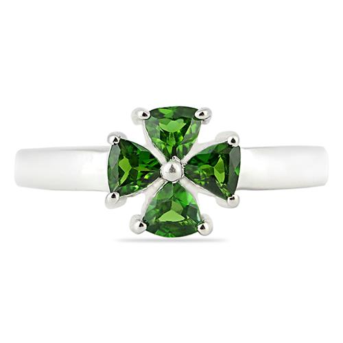 BUY 925 SILVER NATURAL CHROME DIOPSITE MULTI GEMSTONE RING