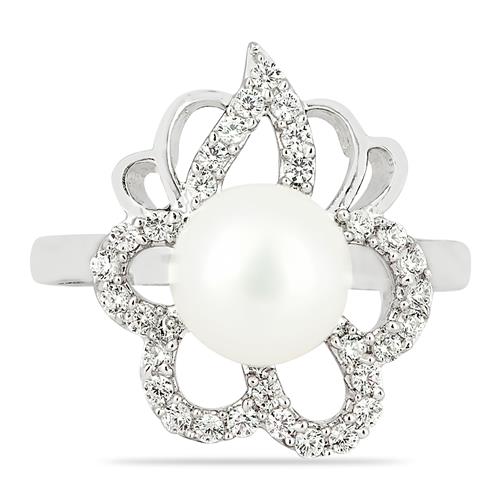 BUY 925 STERLING SILVER NATURAL WHITE FRESHWATER PEARL GEMSTONE RING
