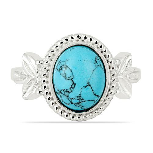 BUY STERLING SILVER SYNTHETIC TURQUOISE GEMSTONE RING