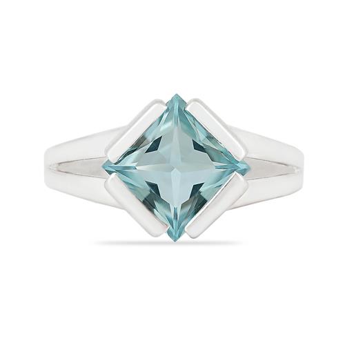 BUY REAL SKY BLUE TOPAZ SINGLE STONE RING IN 925 SILVER