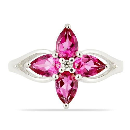 BUY PINK TOPAZ GEMSTONE FLOWER RING IN 925 SILVER