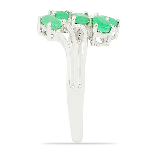 STERLING SILVER NATURAL EMERALD MULTI STONE RING 