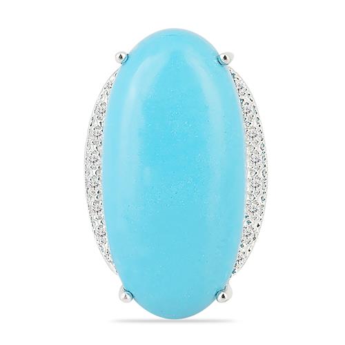 BUY 925 SILVER SYNTHETIC TURQUOISE BIG STONE RING