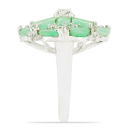 925 STERLING SILVER NATURAL EMERALD CLUSTER RING