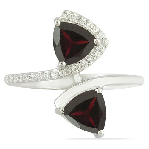 BUY 925 STERLING SILVER NATURAL GARNET GEMSTONE STYLISH RING