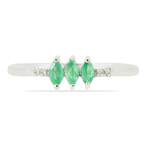 BUY 925 SILVER REAL EMERALD GEMSTONE RING