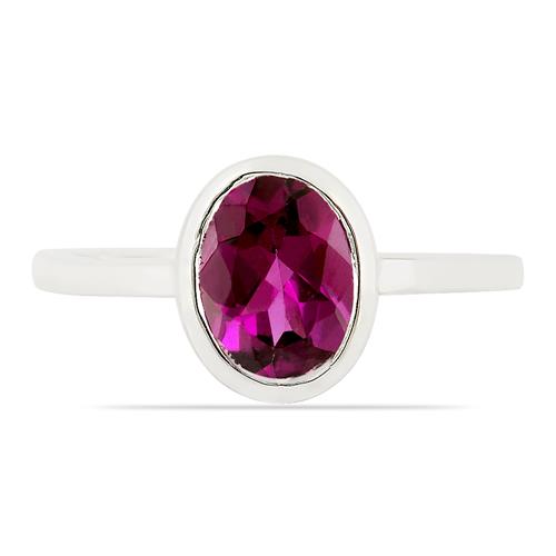 BUY GENUINE RHODOLITE GEMSTONE RING IN STERLING SILVER