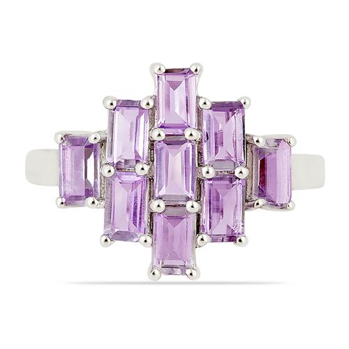 BUY 925 SILVER NATURAL PINK AMETHYST GEMSTONE CLUSTER RING