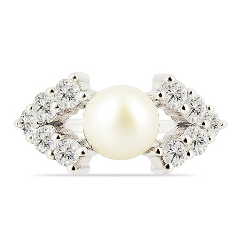 BUY 925 SILVER NATURAL WHITE FRESHWATER PEARL GEMSTONE  RING