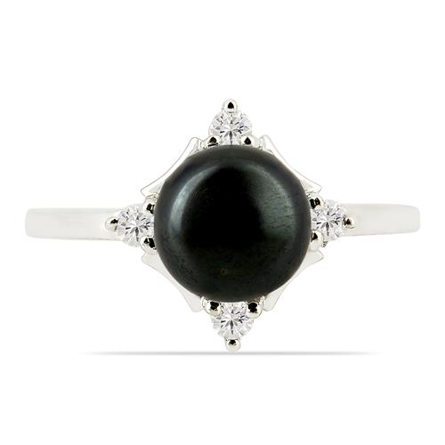 BUY NATURAL BLACK FRESHWATER PEARL GEMSTONE RING IN 925 SILVER