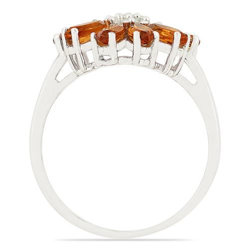 NATURAL MADEIRA CITRINE FLOWER RING IN 925 STERLING SILVER 
