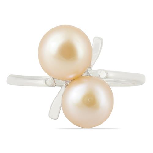 BUY REAL PEACH PEARL GEMSTONE STYLISH RING IN 925 STERLING SILVER