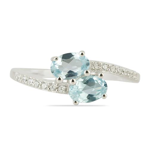 BUY STERLING SILVER NATURAL SKY BLUE TOPAZ GEMSTONE RING