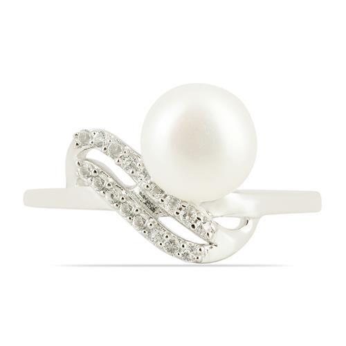 BUY NATURAL WHITE PEARL STYLISH  RING IN 925 SILVER