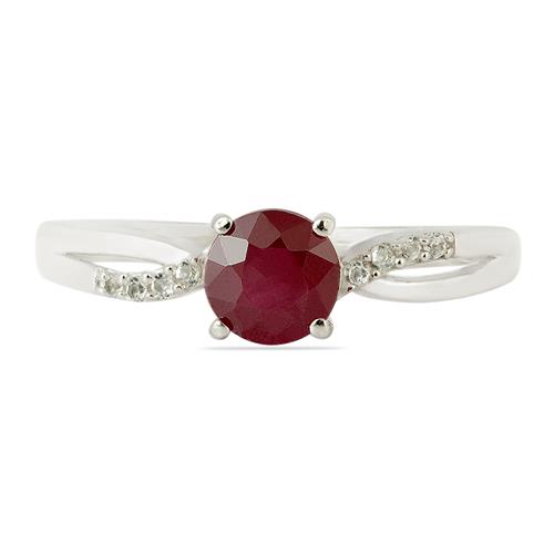 BUY NATURAL RUBY GEMSTONE CLASSIC RING IN 925 SILVER