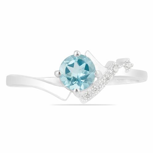 BUY REAL SKY BLUE TOPAZ GEMSTONE CLASSIC RING IN 925 STERLING SILVER