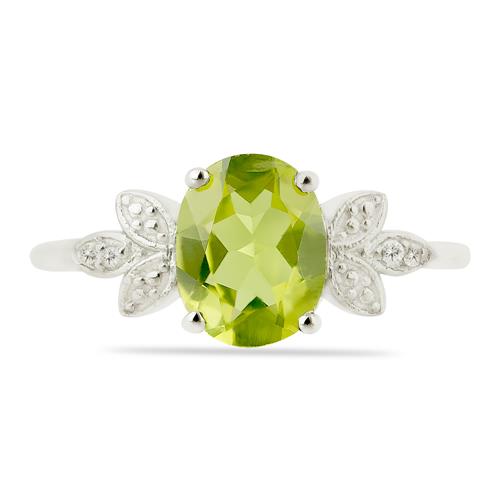 BUY NATURAL PERIDOT GEMSTONE CLASSIC RING IN 925 SILVER