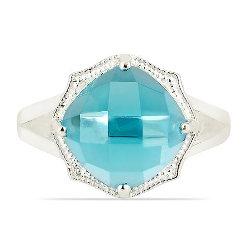 BUY STERLING SILVER REAL SKY BLUE TOPAZ GEMSTONE SINGLE STONE RING