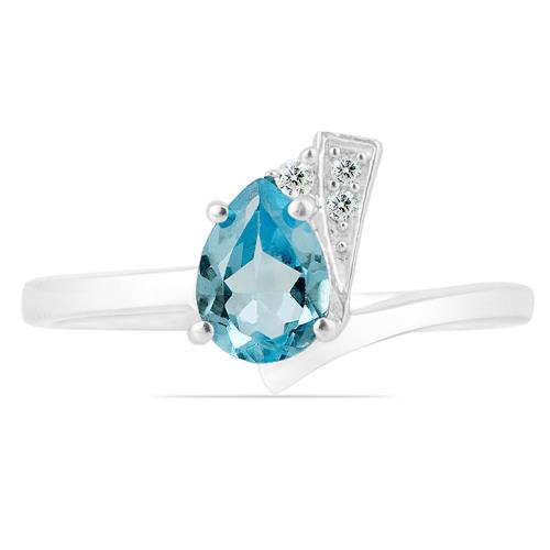 BUY STERLING SILVER NATURAL SKY BLUE TOPAZ GEMSTONE CLASSIC RING