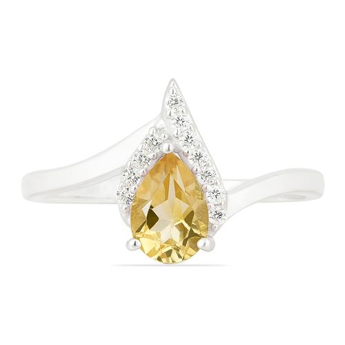 REAL CITRINE CLASSIC RING IN 925 STERLING SILVER 