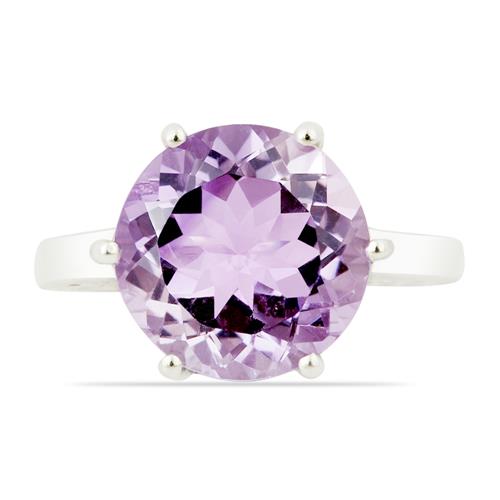 BUY NATURAL PINK AMETHYST GEMSTONE BIG STONE RING IN STERLING SILVER