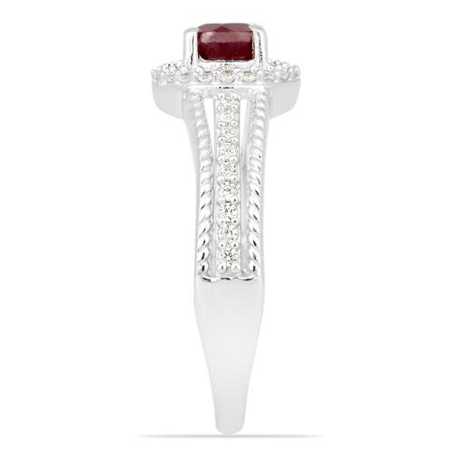 BUY NATURAL RUBY GEMSTONE HALO RING IN 925 SILVER