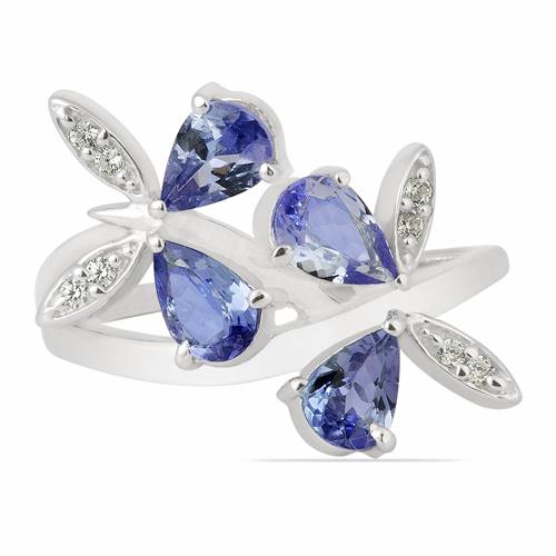 NATURAL TANZANITE GEMSTONE FLORAL PENDANT IN 925 SILVER