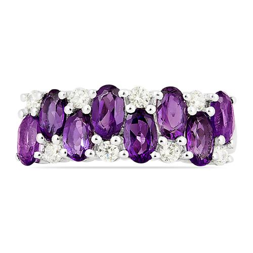 STERLING SILVER AFRICAN AMETHYST GEMSTONE RING