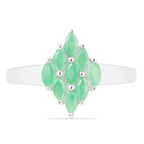 BUY REAL EMERALD GEMSTONE CLUSTER RING IN 925 SILVER