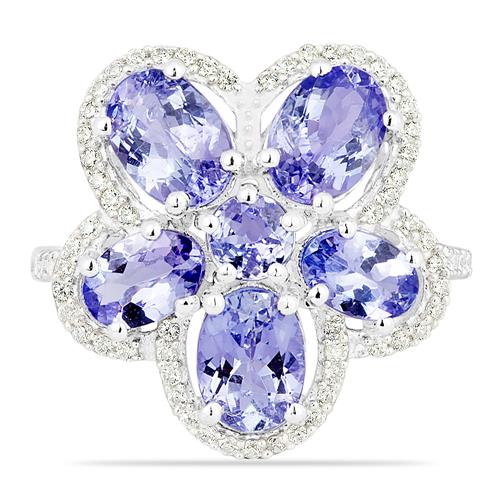 BUY NATURAL TANZANITE GEMSTONE RING IN 925 SILVER