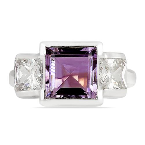 BUY BRAZILIAN AMETHYST GEMSTONE RING IN 925 SILVER