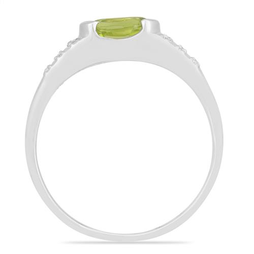 GENUINE NATURAL PERIDOT GEMSTONE CLASSIC  RING IN STERLING SILVER