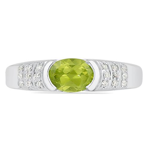 BUY GENUINE NATURAL PERIDOT GEMSTONE CLASSIC  RING IN STERLING SILVER