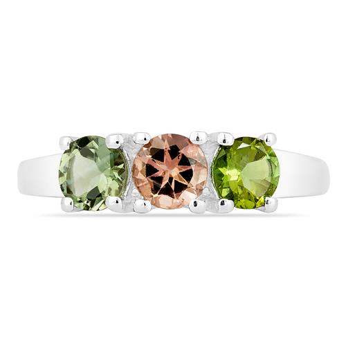 BUY REAL MULTI TOURMALINE GEMSTONE RING IN 925 SILVER