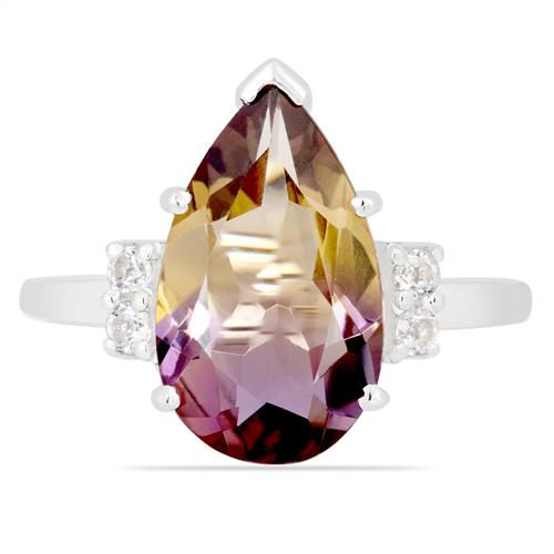 BUY STERLING SILVER  SYNTHETIC AMETRINE GEMSTONE BIG STONE RING