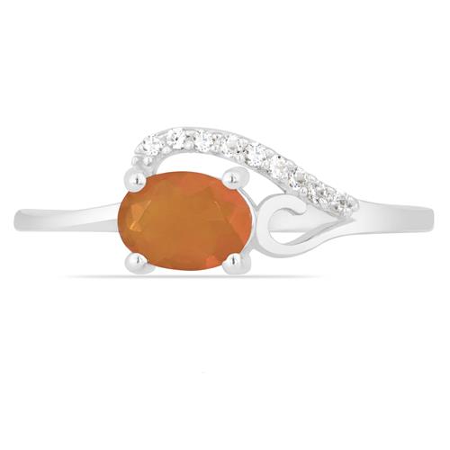 BUY REAL ORANGE ETHIOPIAN OPAL GEMSTONE CLASSIC RING IN 925 STERLING SILVER