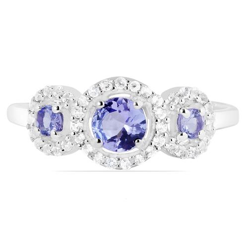 STERLING SILVER NATURAL TANZANITE GEMSTONE RING