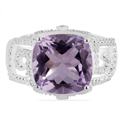 BUY NATURAL PINK AMETHYST GEMSTONE BIG STONE RING IN 925 SILVER