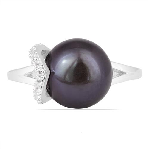 BUY NATURAL BLACK PEARL GEMSTONE RING IN STERLING SILVER