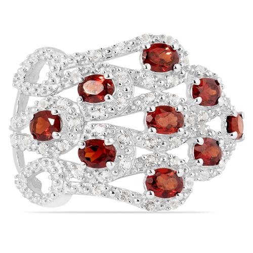 BUY STERLING SILVER NATURAL GARNET GEMSTONE RING