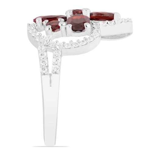 REAL GARNET GEMSTONE FLOWER RING IN 925 SILVER