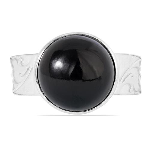 BUY REAL BLACK ONYX GEMSTONE BIG STONE RING IN STERLING SILVER