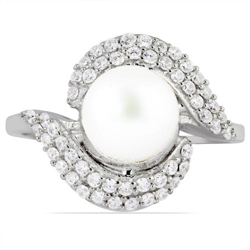 BUY 925 SILVER NATURAL WHITE FRESHWATER PEARL GEMSTONE STYLISH RING