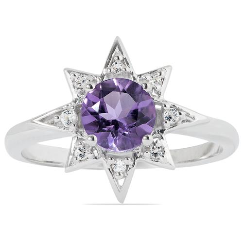 BUY STERLING SILVER  BRAZILIAN AMETHYST GEMSTONE CLASSIC RING