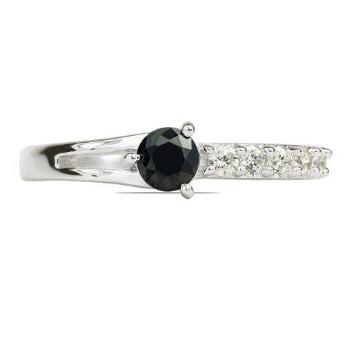 BUY 925 SILVER NATURAL BLACK SAPPHIRE GEMSTONE CLASSIC RING