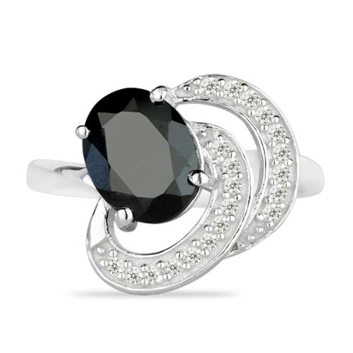 BUY 925 SILVER NATURAL BLACK ONYX GEMSTONE CLASSIC RING