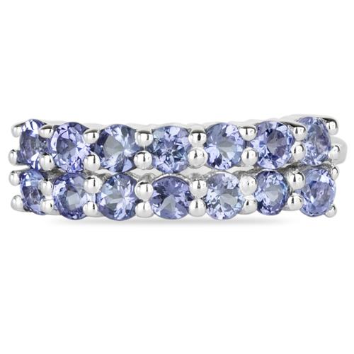 BUY NATURAL TANZANITE GEMSTONE CLUSTER RING IN 925 SILVER