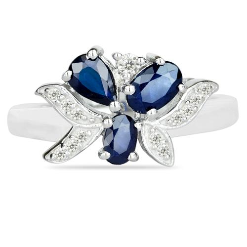 BUY REAL BLUE SAPPHIRE GEMSTONE RING IN 925 SILVER