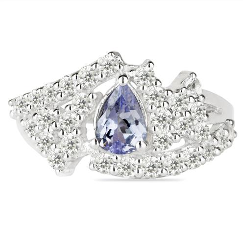 BUY STERLING SILVER REAL TANZANITE GEMSTONE CLASSIC RING