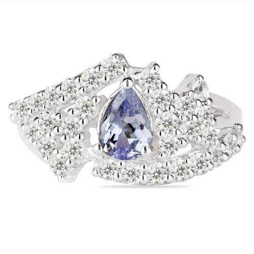 STERLING SILVER REAL TANZANITE GEMSTONE CLASSIC RING